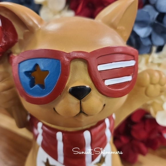 Patriotic Light up CAT Americana 4th of July Memorial Day Figurine Statue Decor - Picture 3 of 11